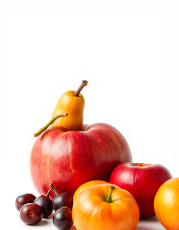 Fruits and vegetables on a white background. Healthy food concept.の写真素材