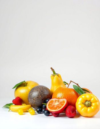 Fruits on a white background. Healthy food concept.の写真素材