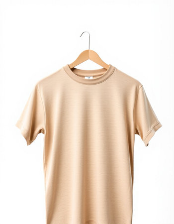 T-shirt on hanger isolated on white background. Clipping path included.の写真素材