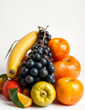 Fruits isolated on white background. Healthy food concept. Studio shot.の写真素材