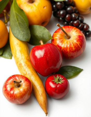 Fruits and vegetables on a white background. Selective focus.の写真素材