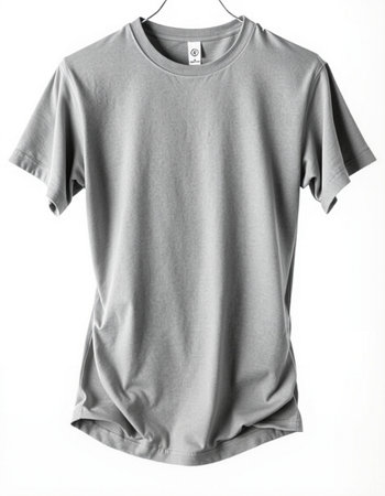Grey t-shirt isolated on a white background. Clipping path included.の写真素材