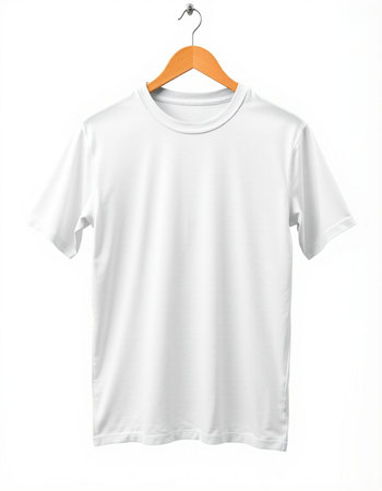 White t-shirt on a hanger isolated on a white background