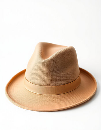 Beige hat isolated on a white background. Clipping path included.の写真素材