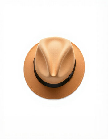 Brown hat isolated on white background with clipping path. Top view.の写真素材