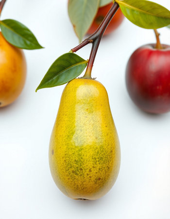 Ripe pears on a white background, close-up.の写真素材