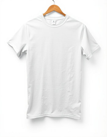 White t-shirt on hanger isolated on white background with clipping path