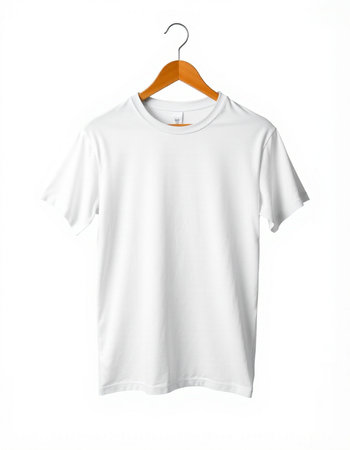 White t-shirt on a hanger isolated on a white background