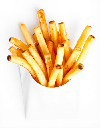 French fries isolated on white background. Close up. Selective focus.