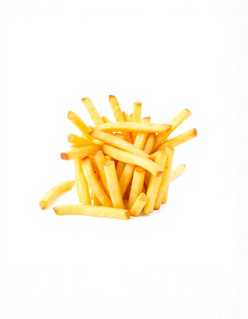 French fries isolated on white background with clipping path. Selective focus.