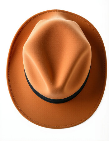 Brown hat isolated on white background. Top view. 3d illustrationの写真素材