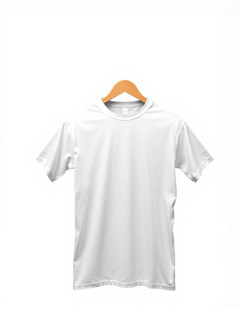 White t-shirt on a hanger isolated on a white background