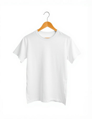 White t-shirt on a hanger isolated on a white background