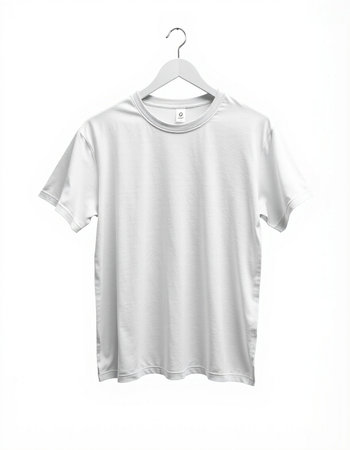 White t-shirt on a hanger isolated on a white background