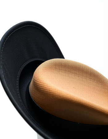 Black hat isolated on a white background. Close-up image.