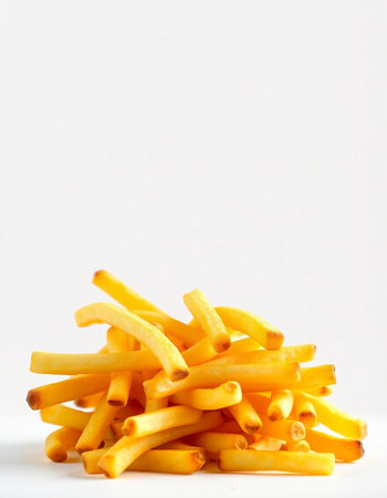 French fries on a white background. Shallow depth of field.の写真素材