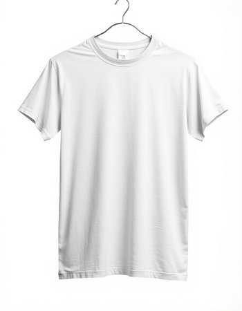 White t-shirt on a hanger isolated on a white background