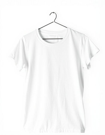 White t-shirt on a hanger isolated on a white background