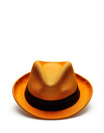 Orange hat isolated on white background with clipping path, top view.の写真素材