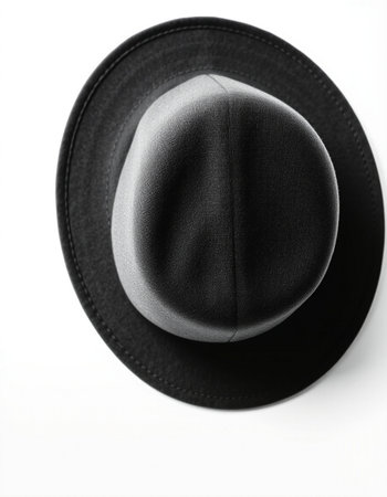 Black hat isolated on white background. Black hat on white background.の写真素材
