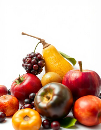 Fruits and berries isolated on white background. Healthy food concept.の写真素材