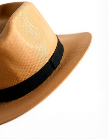 Brown hat isolated on white background with clipping path. Close up.の写真素材