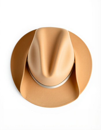 Brown hat isolated on white background. 3d illustration. Top view.の写真素材