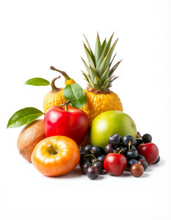 Fruits isolated on white background. Healthy food concept. Fresh fruits.