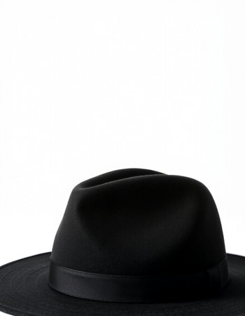 Black hat isolated on white background. Top view. Fashionable concept.の写真素材