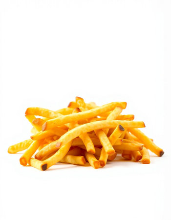 French fries on a white background. Isolated. Close up.