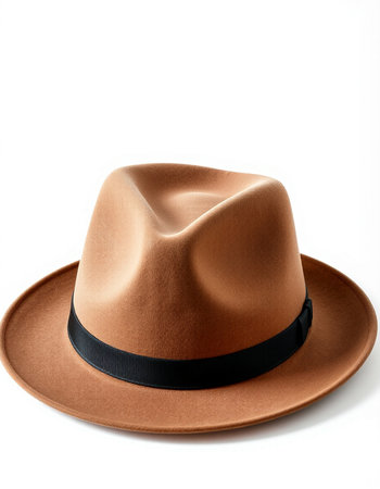 Brown cowboy hat isolated on white background with clipping path and shadow.の写真素材
