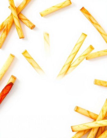 french fries isolated on white background with copy space for your text