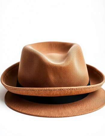 Brown hat isolated on white background with clipping path. Close up.の写真素材