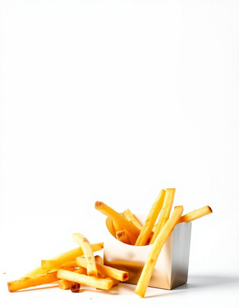 French fries on a white background. Selective focus. Toned.の写真素材