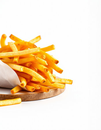 french fries on a white background. fast food. unhealthy food