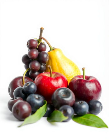 Fruits isolated on a white background. Healthy food and vitamins.の写真素材
