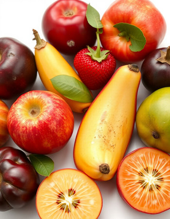 Fruits and vegetables isolated on a white background. Studio photography.の写真素材
