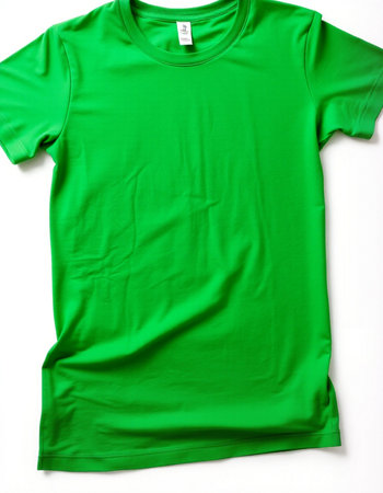 Green t-shirt isolated on a white background with clipping path.の写真素材