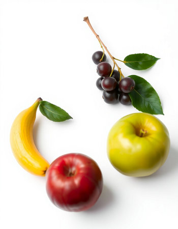 Fruits and vegetables on a white background. Healthy food concept.の写真素材