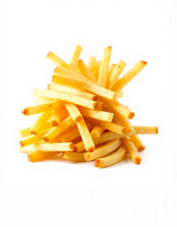 French fries isolated on white background. Selective focus. Shallow depth of field.の写真素材