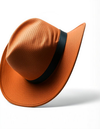 Orange hat isolated on white background. 3d render. Clipping path included.の写真素材