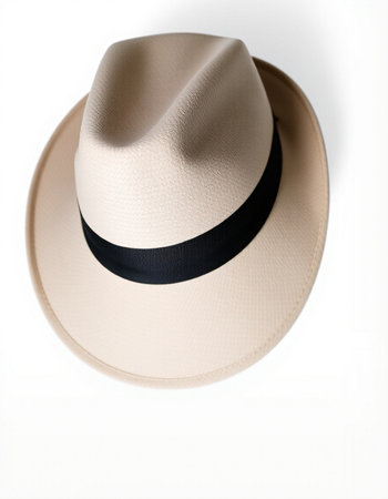 Beige hat isolated on a white background. Close-up.の写真素材