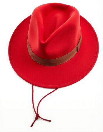 Red hat isolated on a white background. Clipping path included.の写真素材