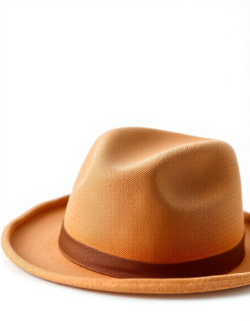 Brown hat on a white background. Close-up. Isolatedの写真素材