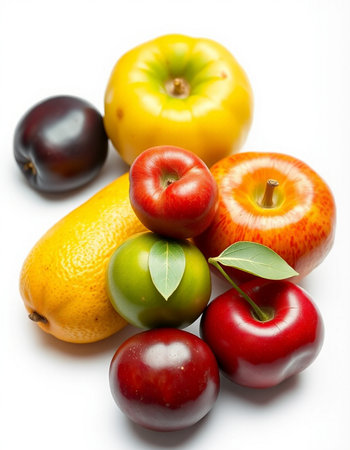 Fruits on a white background. Isolation. Shallow DOF.の写真素材