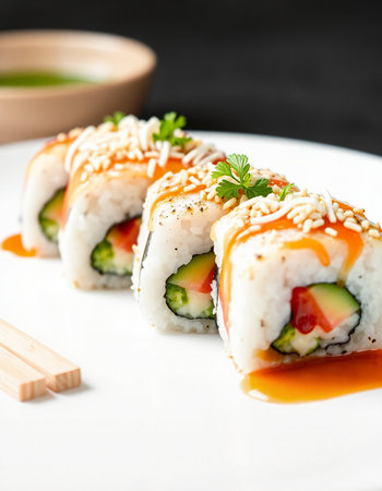 sushi roll with salmon - japanese food style on the tableの写真素材
