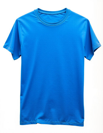 Blue t-shirt isolated on white background. Clipping path included.の写真素材