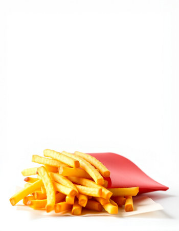 French fries on a white background with space for text. Fast foodの写真素材