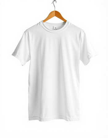 White t-shirt on a hanger isolated on a white background
