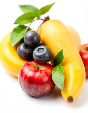 Fruits on a white background. Healthy food. Selective focus.の写真素材